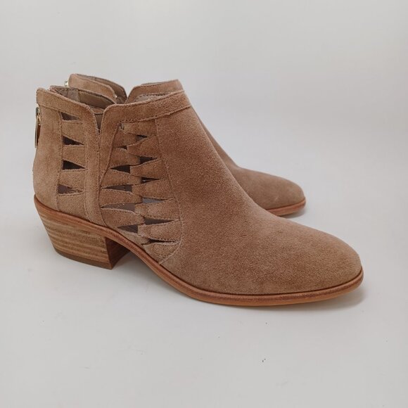 Vince Camuto Ankle Bootie Tan Suede Peera Cutout Western Boots Boho Womens 7 NEW - Picture 9 of 13